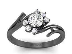 Złoty Pierścionek z diamentami czarne złoto 585 - p15244cz