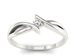 Złoty pierścionek z brylantem białe złoto - P15246b