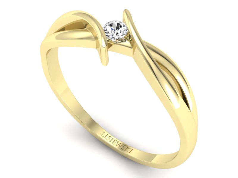 Pierścionek zaręczynowy z brylantem żółte złoto - P15246zV - 3
