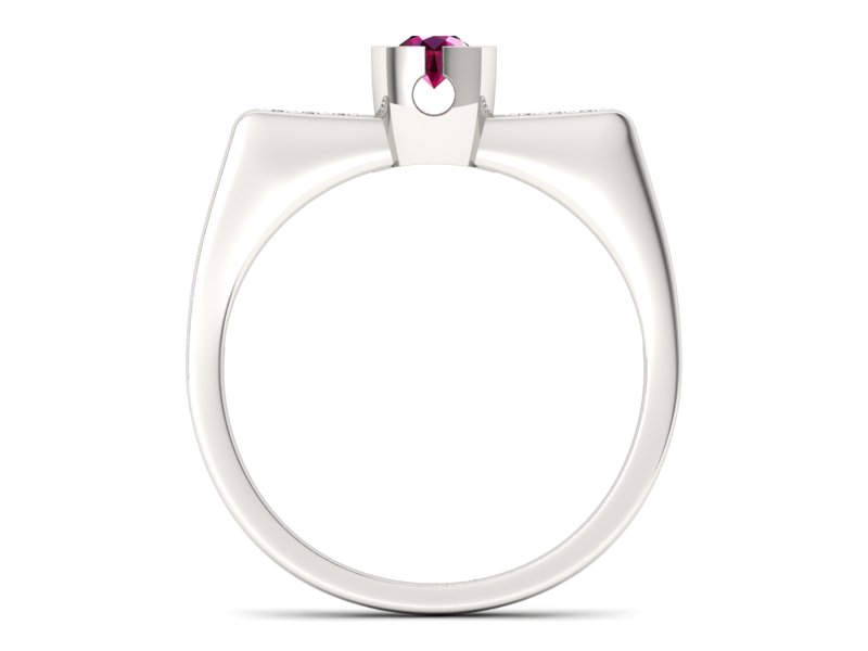 Pierścionek z rubinem i brylantami białe złoto - P15248br - 2