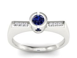 Pierścionek z szafirami i diamentami białe złoto - P15248bsz
