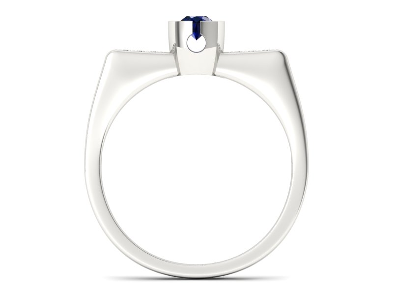 Pierścionek z szafirami i diamentami białe złoto - P15248bsz - 2