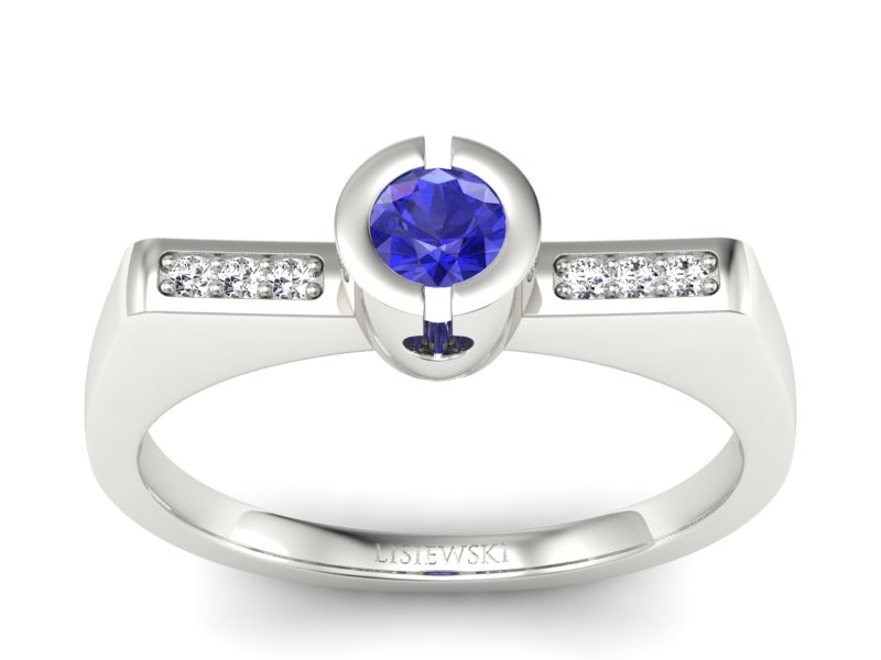 Pierścionek zaręczynowy z szafirem i brylantami - P15248bszc - 1
