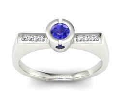 Pierścionek zaręczynowy z szafirem i brylantami - P15248bszc