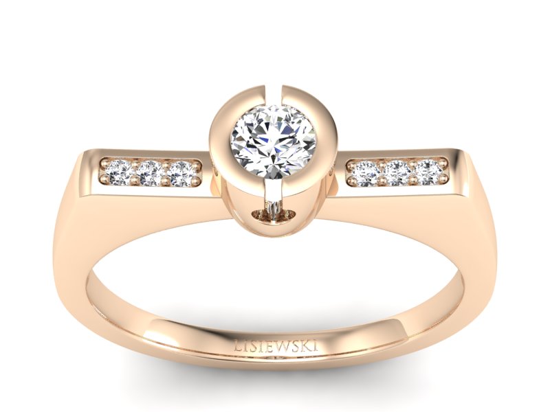 Złoty pierścionek z brylantami różowe złoto - P15248c - 1