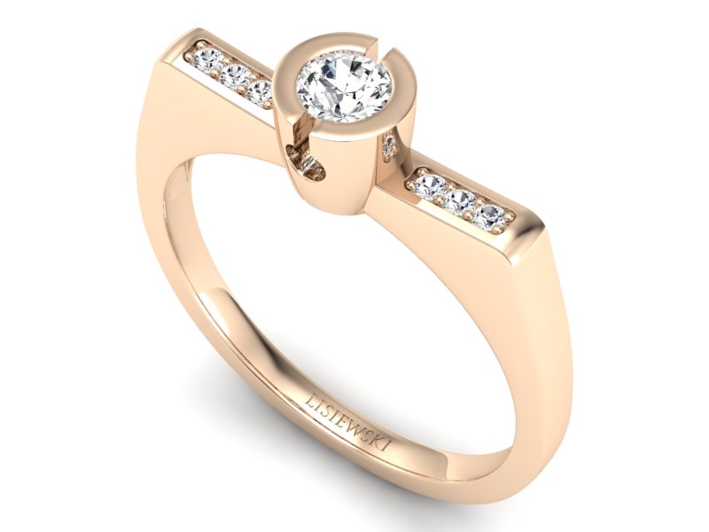 Złoty pierścionek z brylantami różowe złoto - P15248c - 3