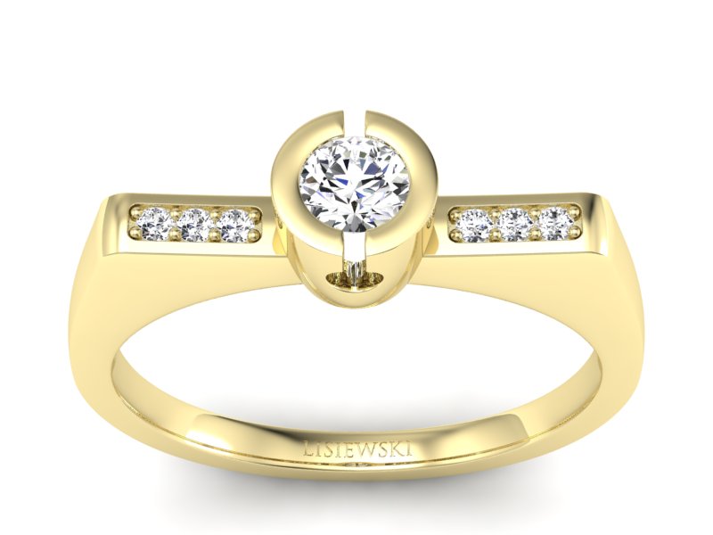 Złoty pierścionek z brylantami żółte złoto - P15248z - 1