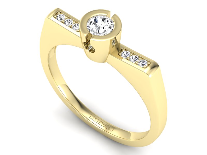 Złoty pierścionek z brylantami żółte złoto - P15248z - 3