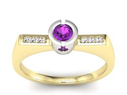 Pierścionek z ametystem i brylantami - P15248zbam