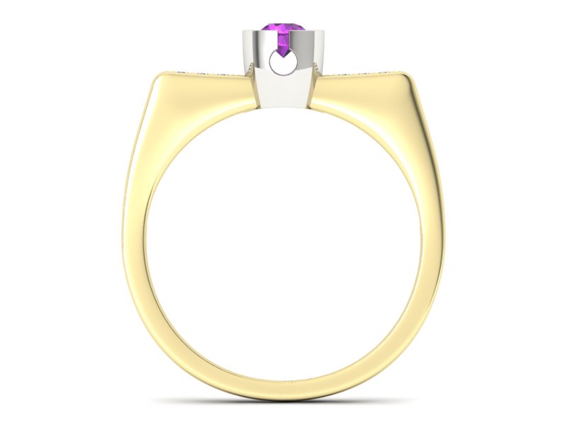 Pierścionek z ametystem i brylantami - P15248zbam - 2