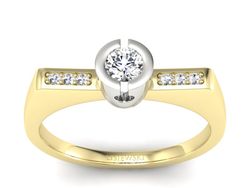 Pierścionek z diamentami żółte białe złoto - P15248zbP