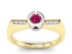 Pierścionek z rubinem i diamentami - P15248zbr