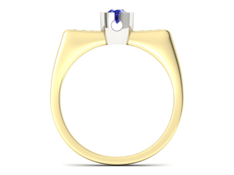 Złoty pierścionek z szafirem i brylantami - P15248zbsz - 2