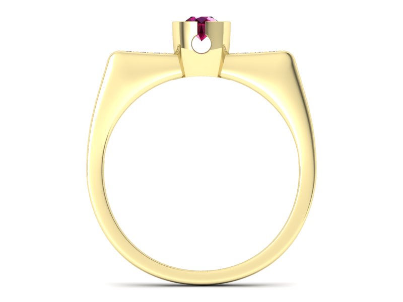 Złoty pierścionek z rubinem i brylantami - P15248zr - 2