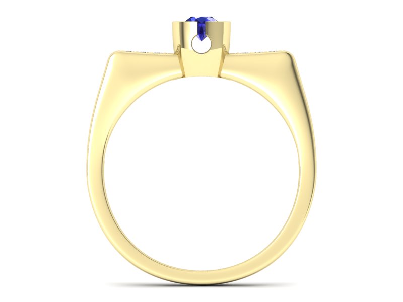 Złoty pierścionek z szafirem i brylantami - P15248zszc - 2