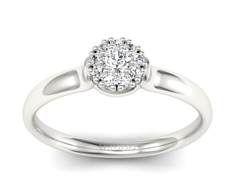 Pierścionek zaręczynowy z brylantami białe złoto - P15249b - 1