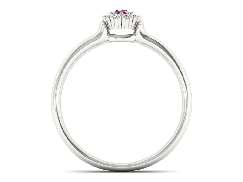 Pierścionek z rubinem i brylantami białe złoto - P15249br - 2