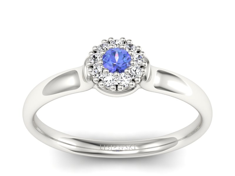 Pierścionek z tanzanitem białe złoto i brylantami - P15249bt - 1