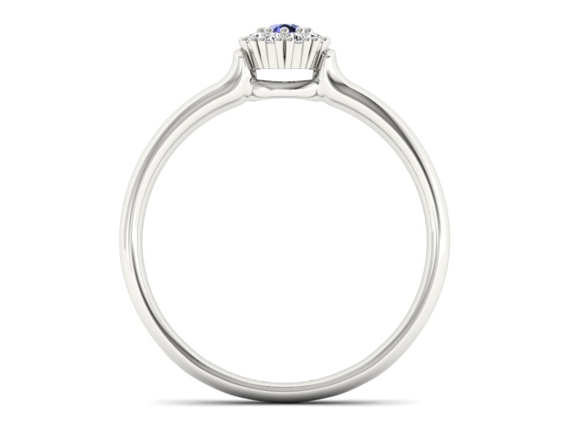 Pierścionek z tanzanitem białe złoto i brylantami - P15249bt - 2