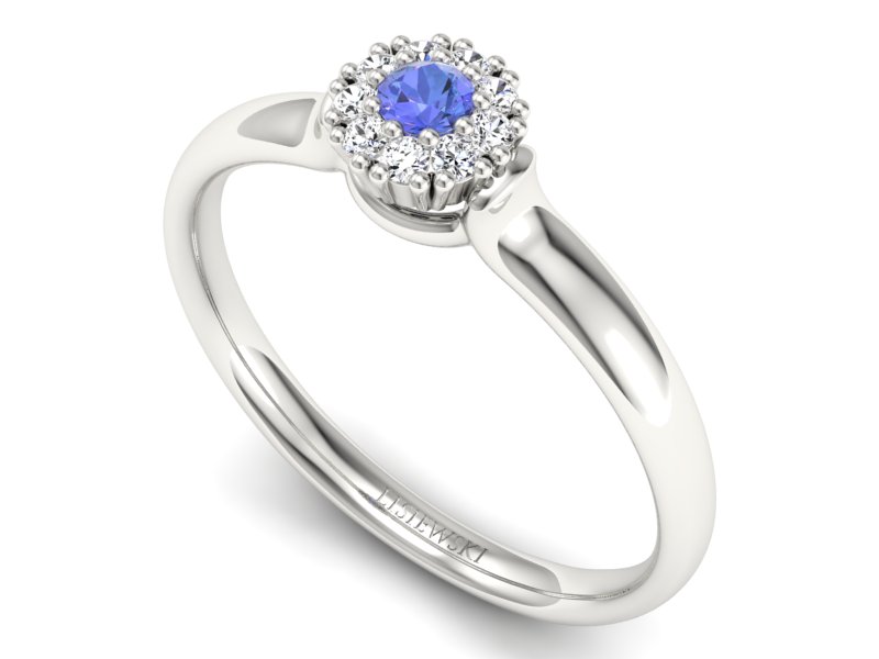 Pierścionek z tanzanitem białe złoto i brylantami - P15249bt - 3