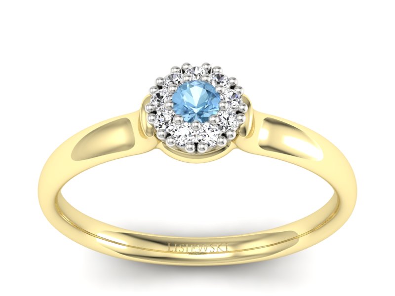 Pierścionek z topazem i brylantami złoto 585 - P15249zba - 1
