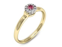 Pierścionek z rubinem i diamentami złoto 585 - P15249zbr