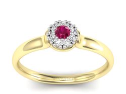 Pierścionek z rubinem i diamentami złoto 585 - P15249zbr