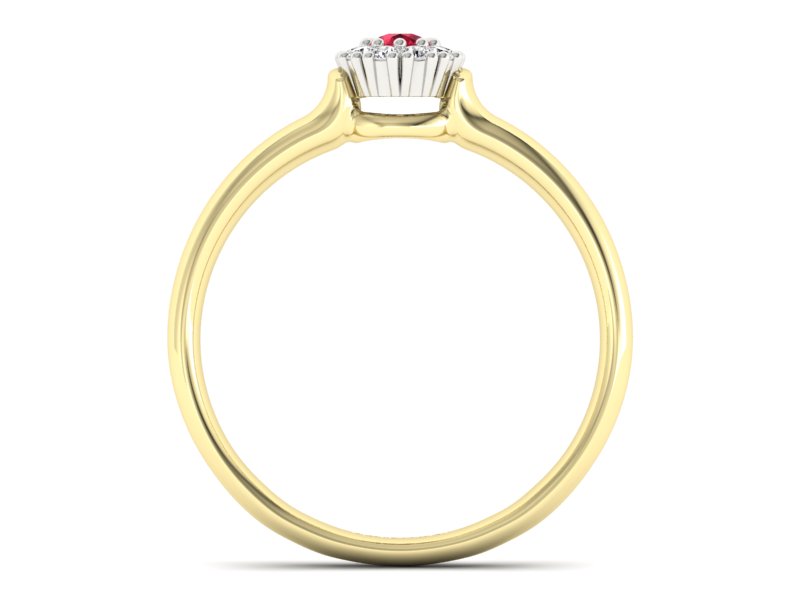 Pierścionek z rubinem i diamentami złoto 585 - P15249zbr1