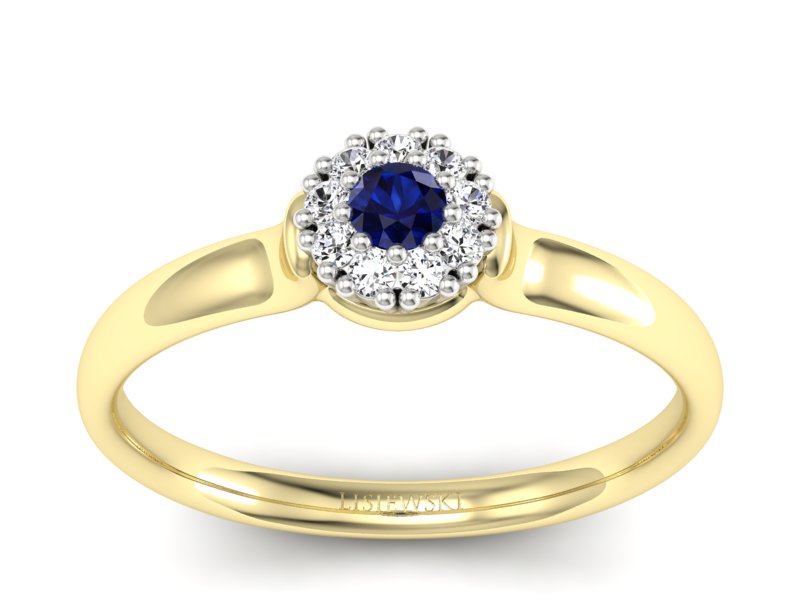 Pierścionek z szafirem i diamentami złoto 585 - P15249zbsz - 1