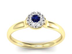 Pierścionek z szafirem i diamentami złoto 585 - P15249zbsz