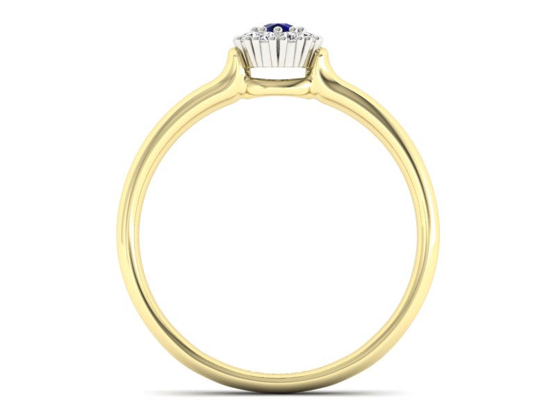 Pierścionek z szafirem i diamentami złoto 585 - P15249zbsz - 2