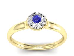 Pierścionek zaręczynowy z szafirem i diamentem - P15249zbszc