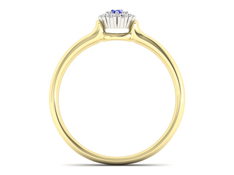 Pierścionek zaręczynowy z szafirem i diamentem - P15249zbszc - 2
