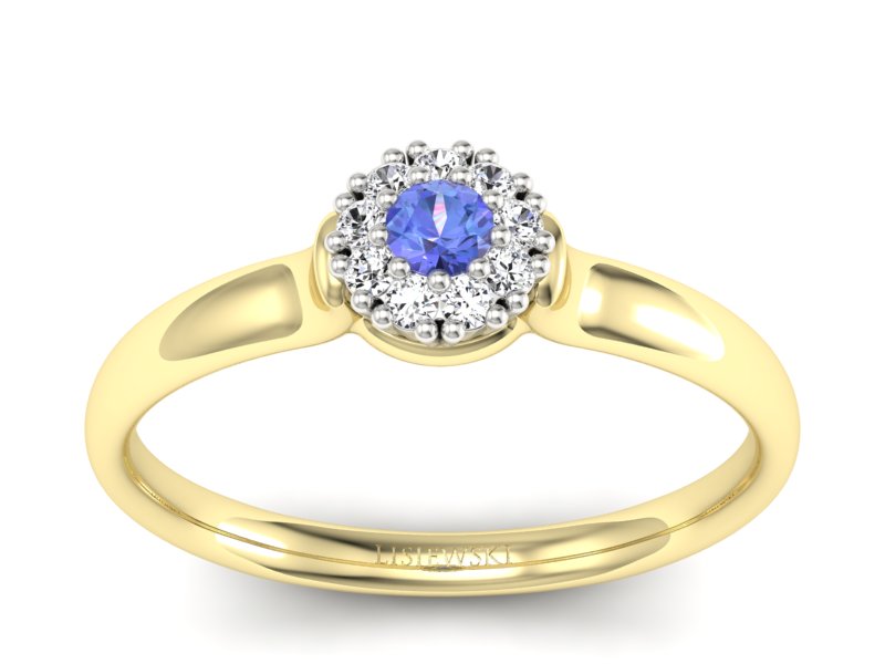 Pierścionek z tanzanitem i brylantami złoto 585 - P15249zbt - 1