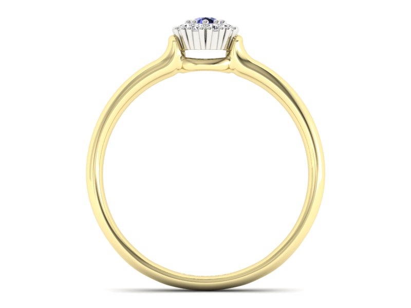 Pierścionek z tanzanitem i brylantami złoto 585 - P15249zbt - 2