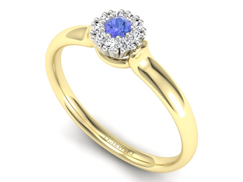 Pierścionek z tanzanitem i brylantami złoto 585 - P15249zbt - 3