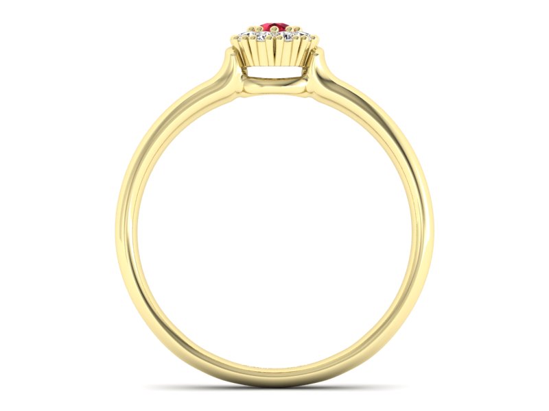 Pierścionek z rubinem i brylantami żółte złoto - P15249zr1