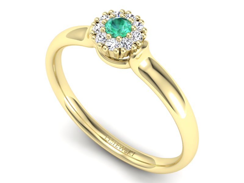 Złoty Pierścionek ze szmaragdem i brylantami - P15249zsm - 3