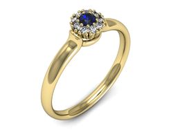Pierścionek diamenty i szafir żółte złoto 585 - P15249zszc