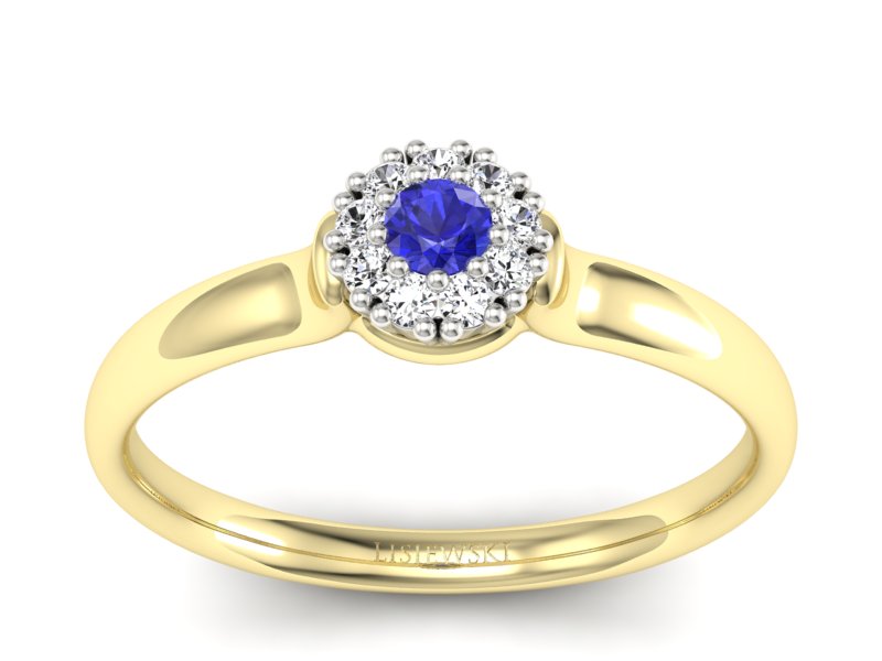 Pierścionek diamenty i szafir żółte złoto 585 - P15249zszc - 1