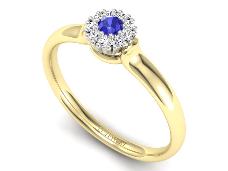 Pierścionek diamenty i szafir żółte złoto 585 - P15249zszc - 3