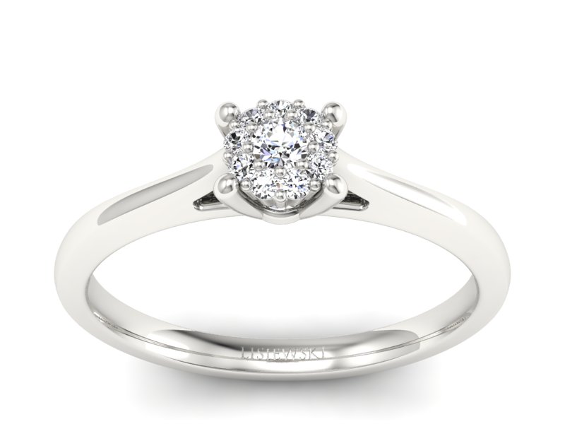 Złoty pierścionek z brylantami białe złoto - P15250b - 1