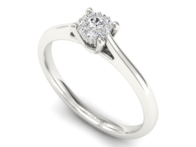 Złoty pierścionek z brylantami białe złoto - P15250b - 3