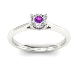 Złoty pierścionek z ametystem i brylantami - P15250bat