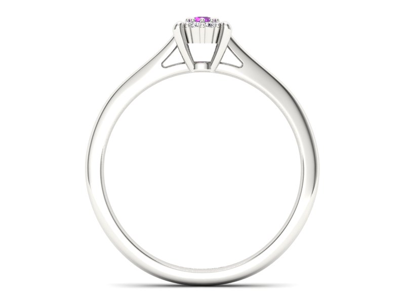 Złoty pierścionek z ametystem i brylantami - P15250bat - 2