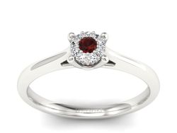Pierścionek z granatem i brylantami białe złoto - P15250bgr