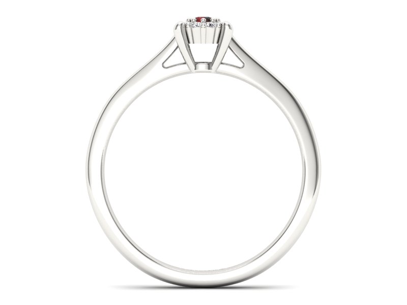 Pierścionek z granatem i brylantami białe złoto - P15250bgr - 2