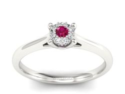 Pierścionek z rubinem i brylantami białe złoto - P15250br