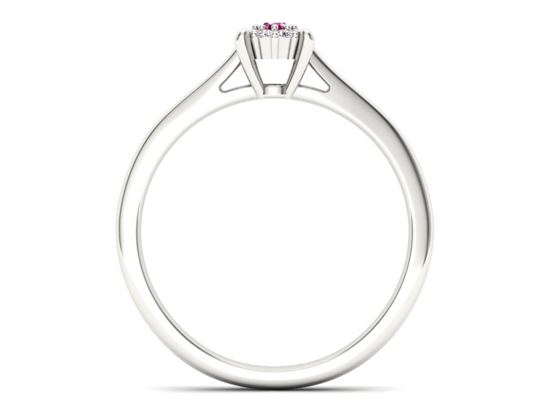 Pierścionek z rubinem i brylantami białe złoto - P15250br - 2