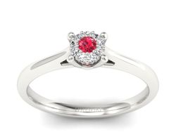 Pierścionek z rubinem i brylantami białe złoto - P15250br1